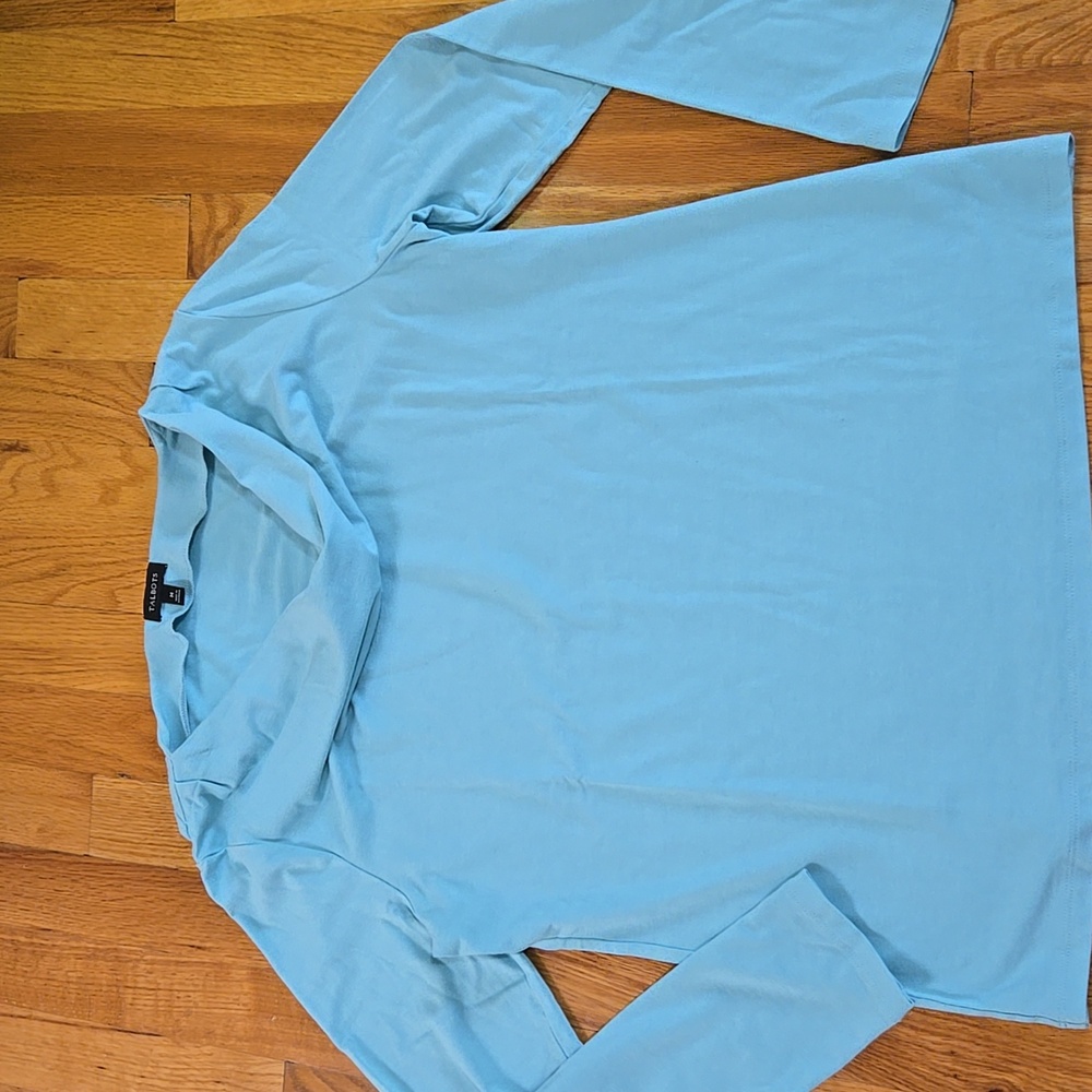 TALBOTS Aqua Draped Neck Top